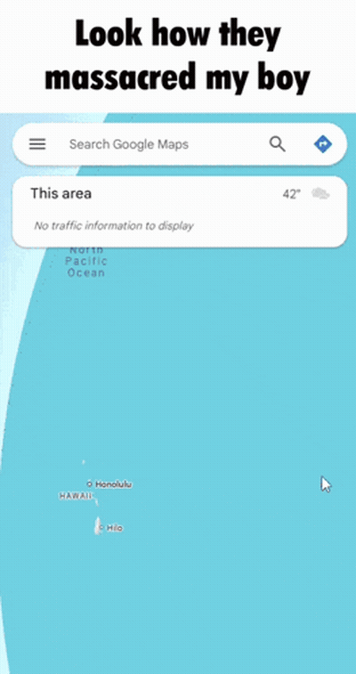 A Screenshot Of Google Maps Showing A Large Oil Rig In The Ocean GIF