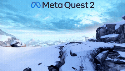 A Screenshot Of Meta Quest 2 Shows A Snowy Landscape GIF