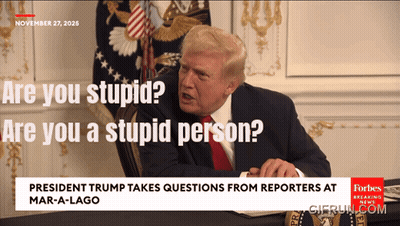 A Screenshot Of President Trump Taking Questions From Reporters At Mar-A-Lago GIF