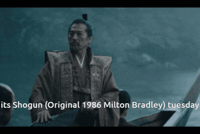 A Screenshot Of Shogun Original 1986 Milton Bradley Tuesday Showing A Man In A Boat GIF
