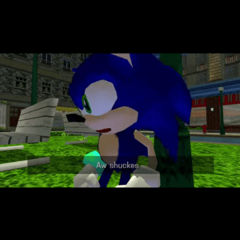 A Screenshot Of Sonic The Hedgehog In A Video Game That Says Aw Shucks GIF