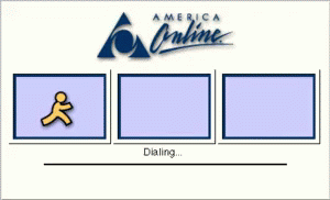 A Screenshot Of The America Online Website With A Connected Message GIF