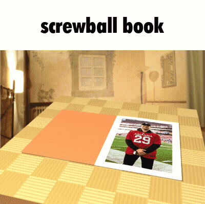 A Screwball Book With A Picture Of A Man Wearing A Number 29 Jersey GIF