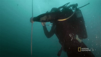 A Scuba Diver Is Shown In A National Geographic Ad GIF