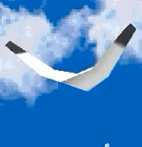 A Seagull Is Flying In The Sky With A Blue Background . GIF