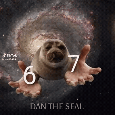 A Seal With A Number 6 And 7 On Its Back Is Being Held By A Person 'S Hands In Space . GIF