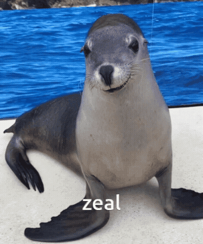 A Seal With The Word Zeal On The Bottom GIF