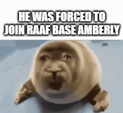 A Seal With The Words He Was Forced To Join Raaf Base Amberly Written On It GIF