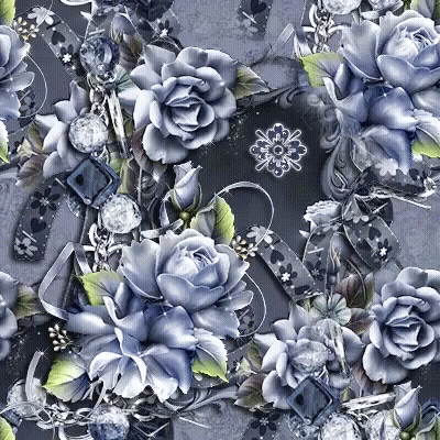 A Seamless Pattern Of Blue Roses And Horseshoes GIF