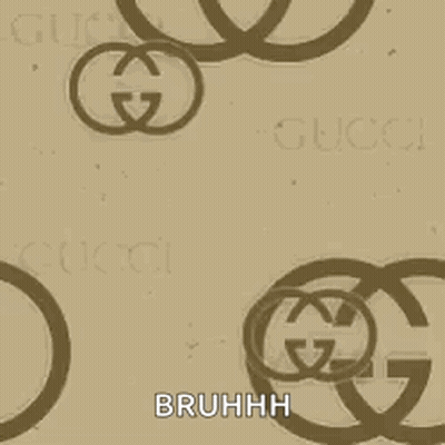 A Seamless Pattern Of Gucci Logos On A Beige Background With The Words Bruhhh . GIF