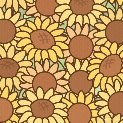 A Seamless Pattern Of Sunflowers With Hashtags On The Centers GIF
