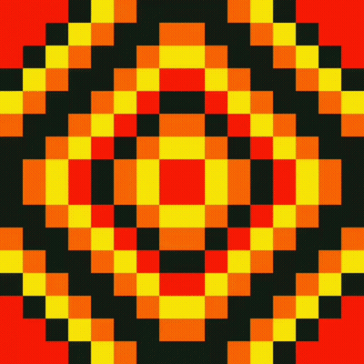 A Seamless Pattern Of Yellow And Red Squares On A Black Background . GIF