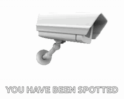A Security Camera With The Words `` You Have Been Spotted '' Above It GIF