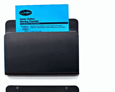 A Senior Refiner Morning Checklist Is Displayed On A Black Holder GIF