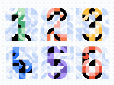 A Set Of Colorful Numbers Including The Numbers 2 3 4 5 6 7 8 And 9 GIF