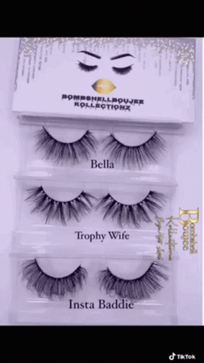 A Set Of Fake Eyelashes Called Insta Baddie GIF