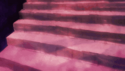 A Set Of Pink Stairs With A Dark Purple Background GIF