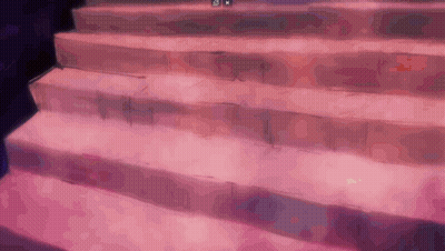 A Set Of Stairs With A Pink Background And A Purple Border GIF