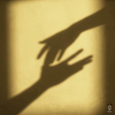 A Shadow Of A Hand Reaching Out Towards Another Hand With The Word Musica In The Corner GIF