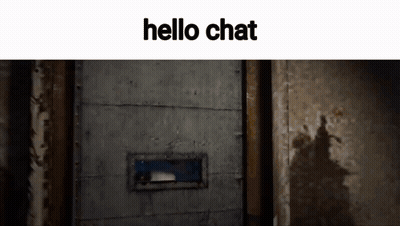 A Shadow Of A Person Is Cast On A Wall Next To A Door That Says Hello Chat . GIF