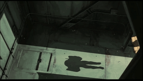 A Shadow Of A Person Is Cast On A Wall GIF