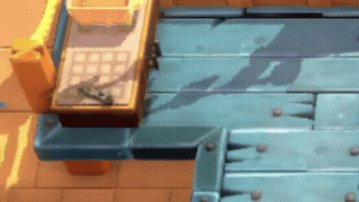 A Shadow Of A Person Is Cast On A Wooden Table In A Game . GIF