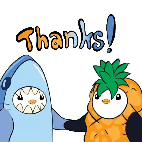 A Shark And A Pineapple Are Standing Next To Each Other With The Words Thanks Written Above Them Sticker