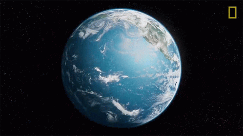A Shark Is Swimming Around The Earth With A National Geographic Logo Behind It GIF