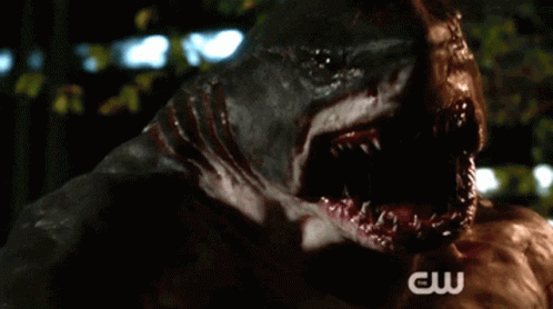 A Shark With A Cw Logo On The Bottom Right GIF