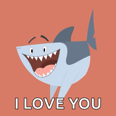 A Shark With Its Mouth Open And The Words " I Love You " Underneath It GIF