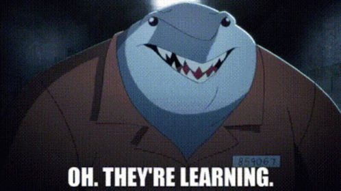 A Shark With The Words Oh They 'Re Learning On It GIF