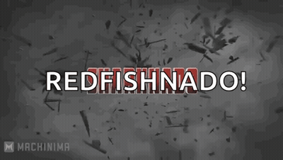 A Shark With The Words Redfishnado Written Above It GIF