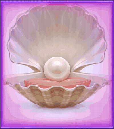 A Shell With A Pearl Inside Of It On A Purple Background GIF