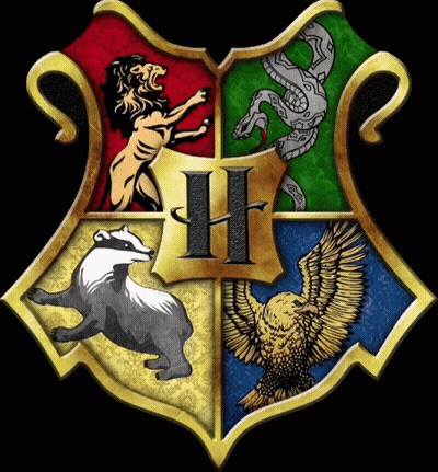 A Shield With A Lion A Badger A Snake And An Eagle With The Letter H In The Middle GIF