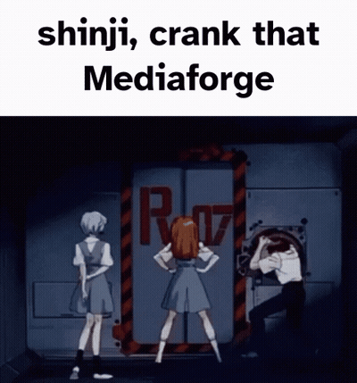 A Shinji , Crank That Mediaforge Meme With Three Anime Characters Standing In A Dark Room GIF