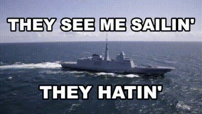 A Ship In The Ocean With The Words They See Me Sailin ' They Hatin ' On It GIF