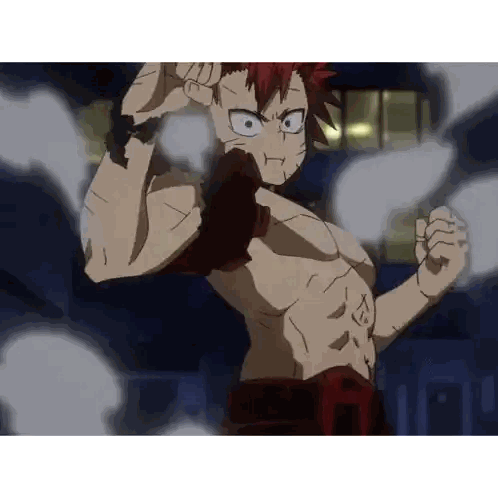 A Shirtless Anime Character From My Hero Academia Is Standing In A Dark Room . Sticker