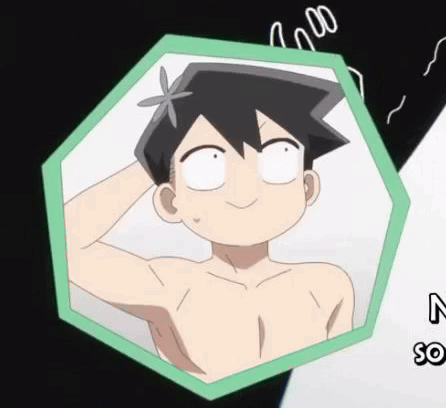 A Shirtless Anime Character With A Star In His Hair Is Standing In A Green Frame . GIF