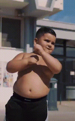 Shirtless Boy With Big Belly Dancing GIF