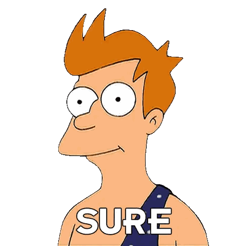 A Shirtless Cartoon Character With The Word Sure On His Chest Sticker