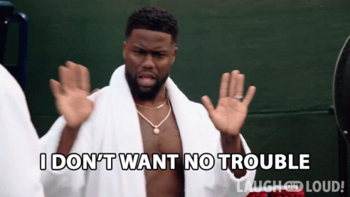 A Shirtless Man In A Bathrobe Says I Don T Want No Trouble GIF