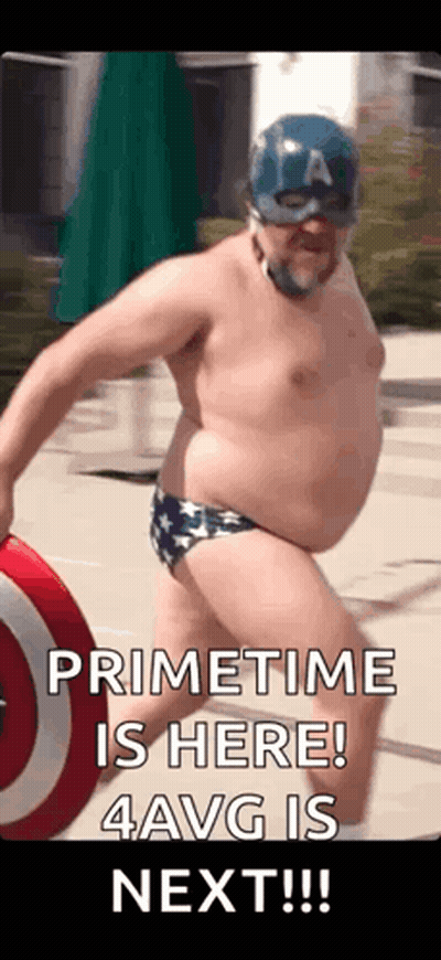 A Shirtless Man In A Captain America Costume Is Holding A Shield And A Ball . GIF