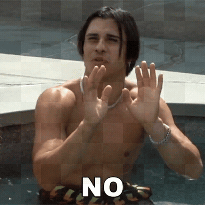 A Shirtless Man In A Hot Tub With The Word No On His Chest GIF