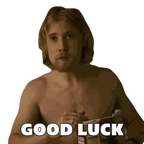 A Shirtless Man Is Holding A Box Of Cereal And Saying Good Luck Sticker