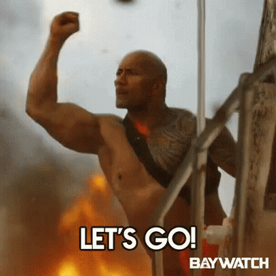 A Shirtless Man Is Raising His Fist In The Air And Saying `` Let 'S Go '' . GIF
