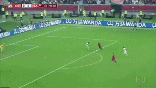 A Shirtless Man Is Running On A Soccer Field With The Word Cheirinho Written Above Him GIF