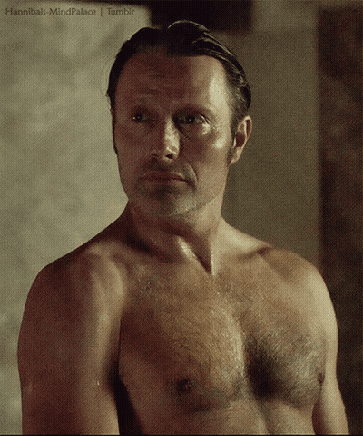 A Shirtless Man Is Standing In Front Of A Wall And The Words Hannibal Mindpalace Tumblr Are On The Bottom Right GIF