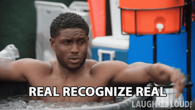 A Shirtless Man Laying In A Tub Of Ice With The Words Real Recognize Real Laugh Out Loud GIF