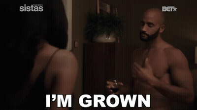 A Shirtless Man Says " I Make My Own Decisions " In Front Of A Woman GIF