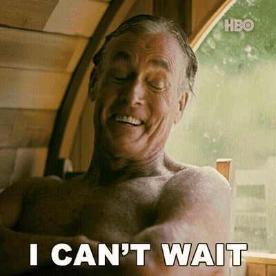 A Shirtless Man Sits In A Chair With The Words I Can 'T Wait Below Him GIF